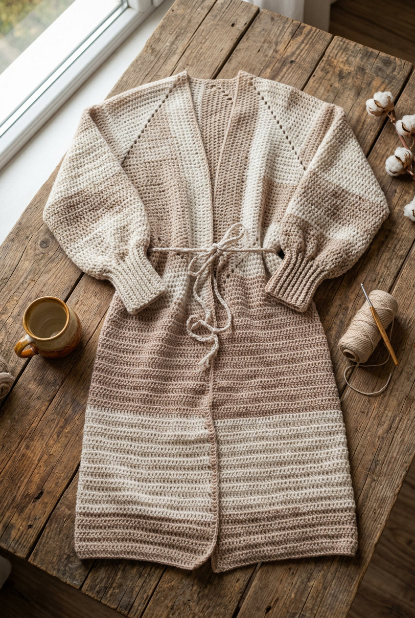 Cofee and cream long cardigan