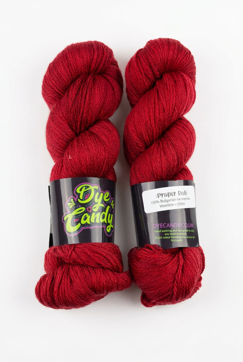Proper deep red merino sock wool