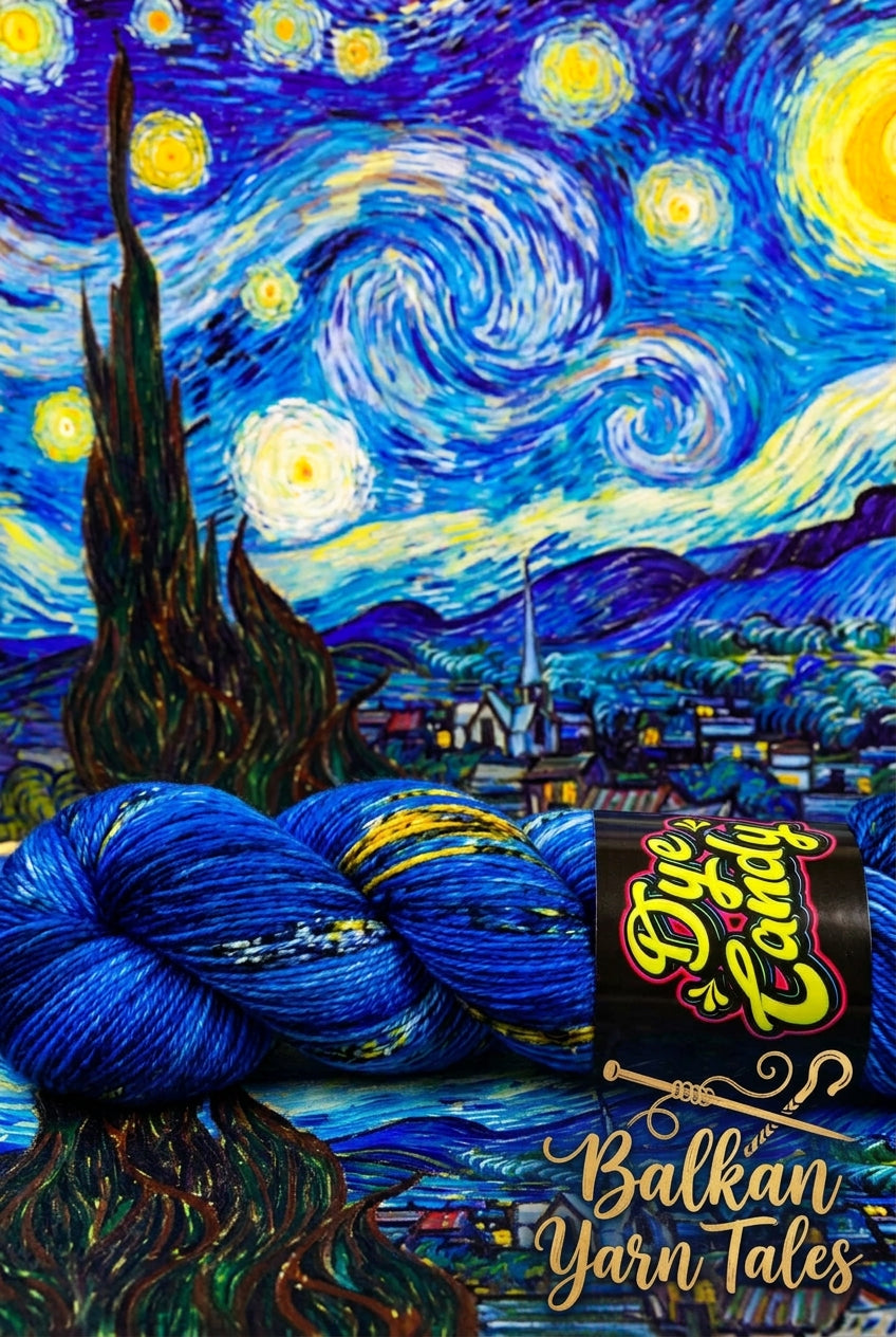 Van Gogh Starry Night hand dyed merino