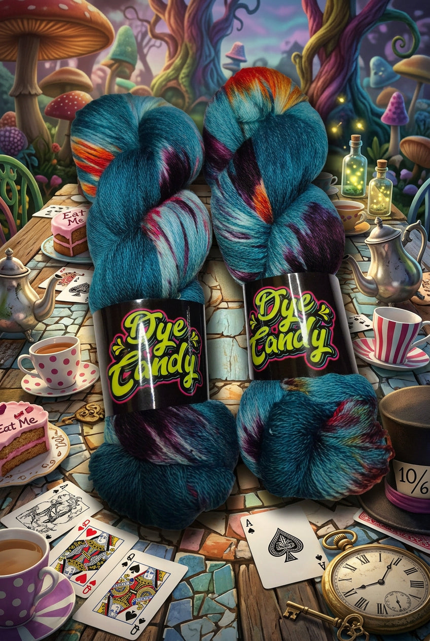 Mad hatter colorway 100% superwash merino wool